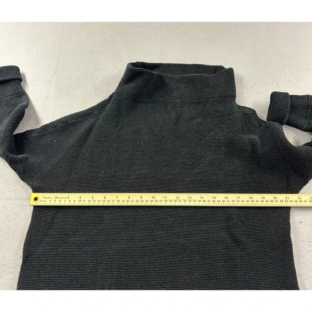 Free People Ottoman Slouchy Ribbed Tunic Sweater Mock Neck Black